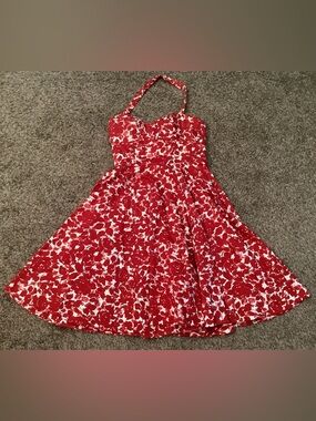 Maggy London floral summer dress, color red, size: 12
